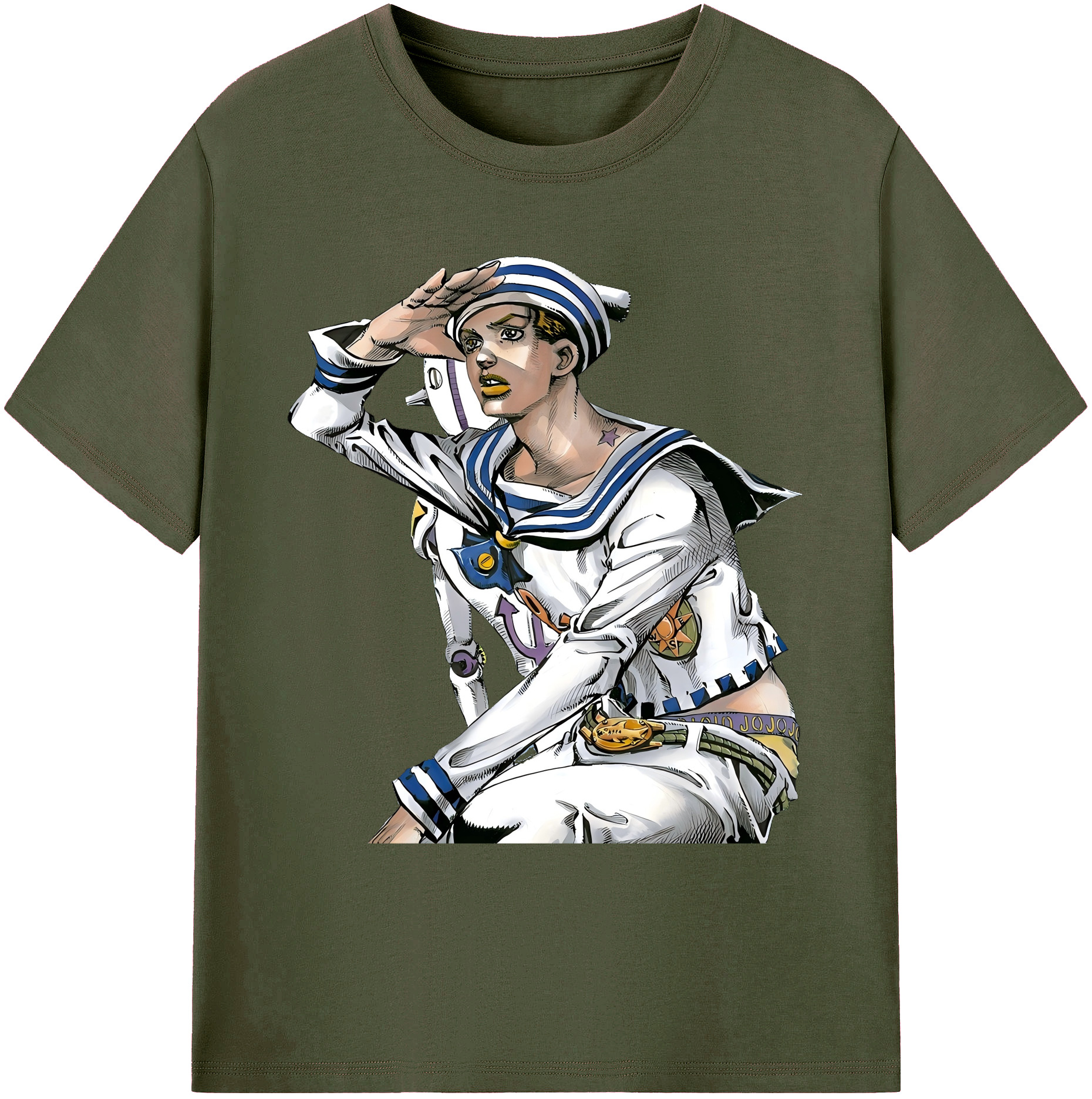 （画像用） ジョジョの奇妙な冒険 東方定助 JoJo's Bizarre Adventure Higashikata Josuke 綿100％ メンズ半袖Tシャツ｜肌触りやわらか＆通気性